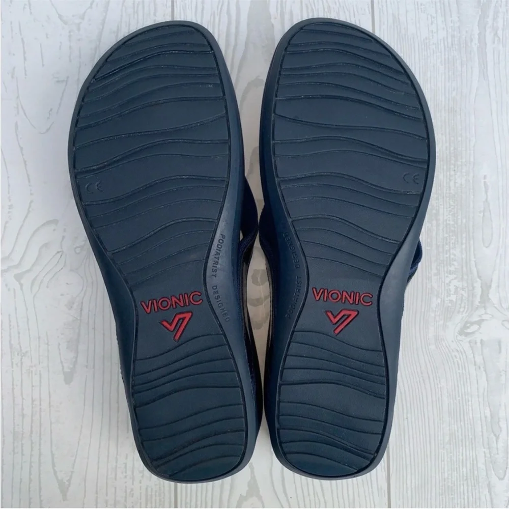 Vionic High Tide II Podiatrist Designed Navy Platform Flip Flop Sandals. Size 9 - Picture 9 of 13